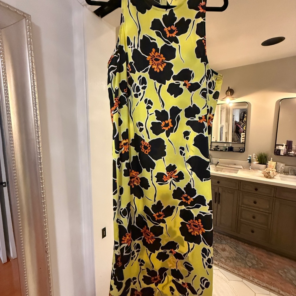 Wayf Yellow and Black Floral Maxi Dress Size M